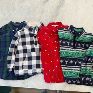 Boys Holiday Sweater Button Down Bundle 4T 5T 4/5 5/6 H&M Carters Christmas